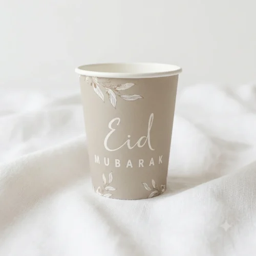 10 Gobelets Eid Mubarak Taupe