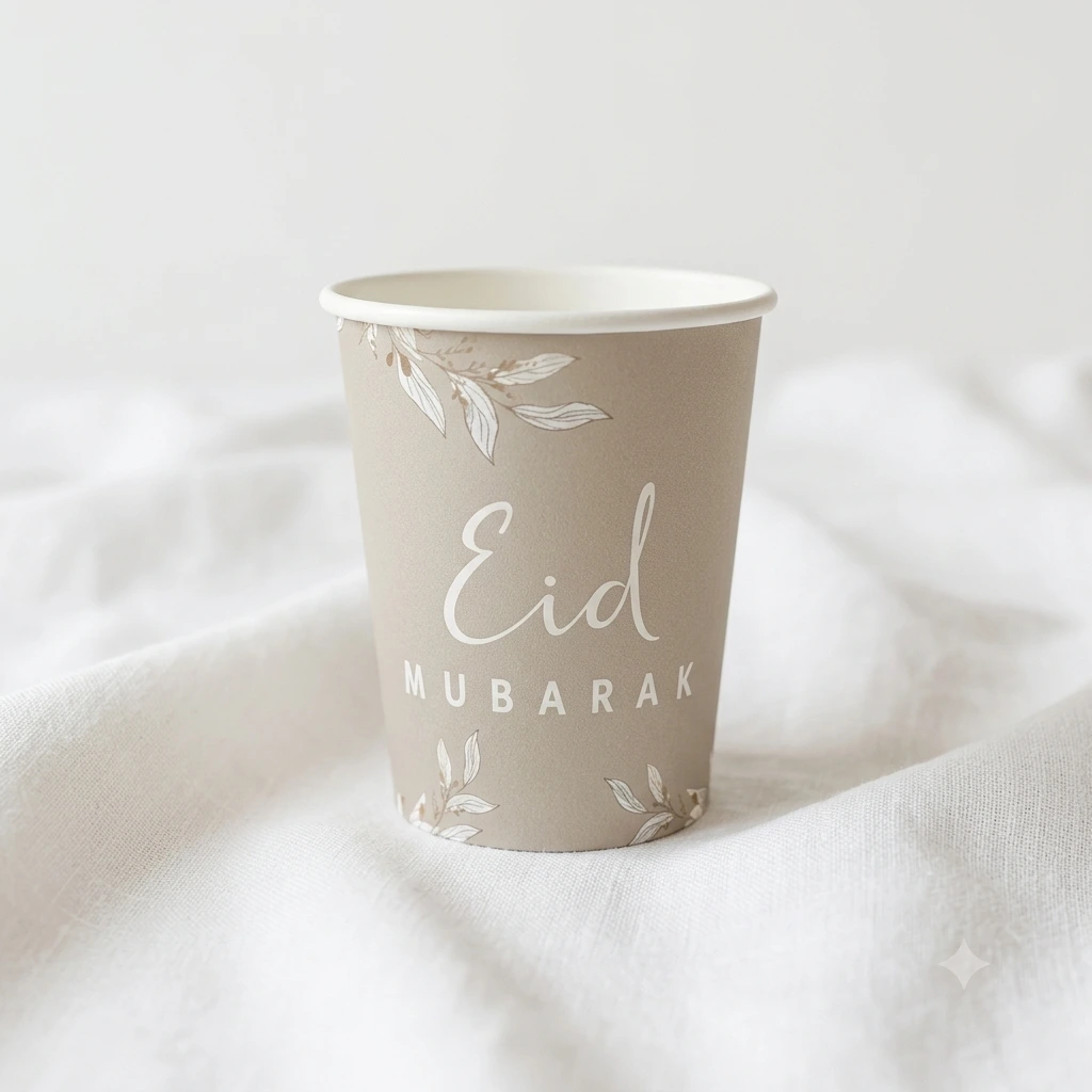 10 Gobelets Eid Mubarak Taupe