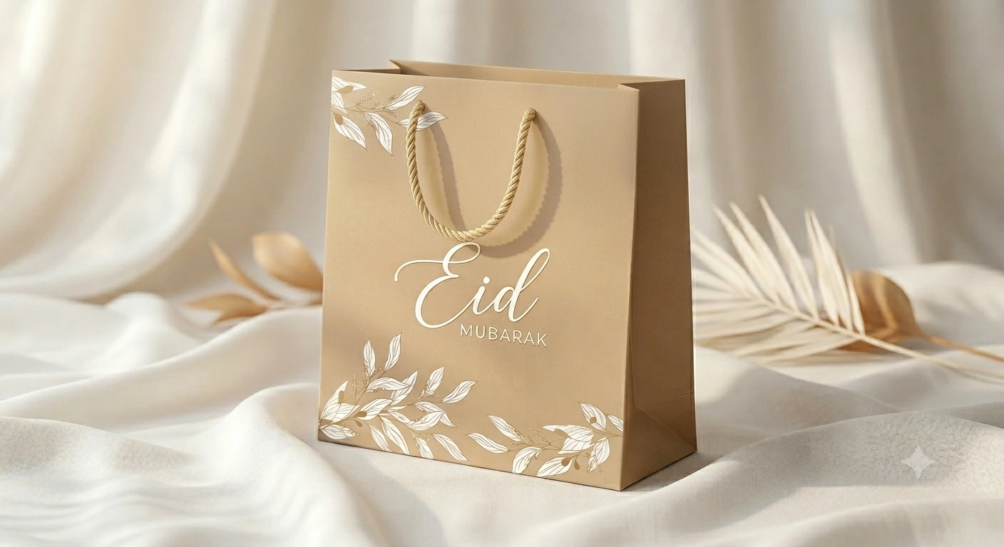 Sac Cadeau Eid Mubarak Taupe
