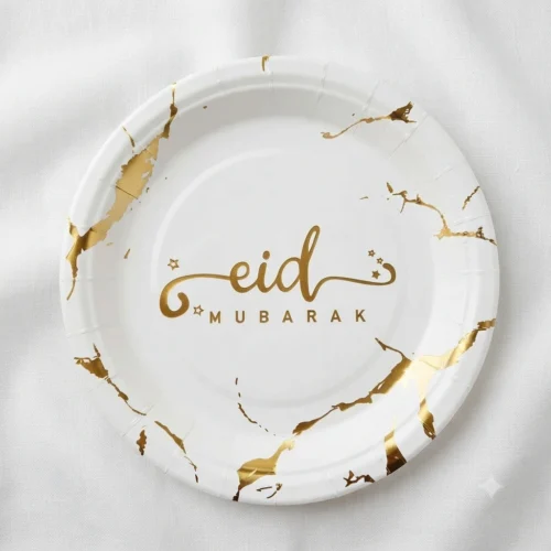 10 Assiettes Eid Mubarak Marbré