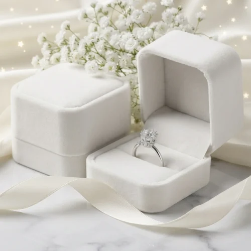 Écrin à Alliances en Velours Blanc